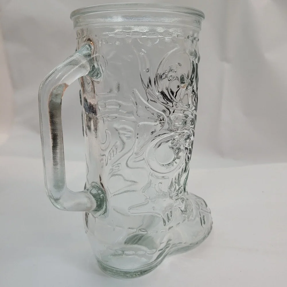 Vienna SD Centennial Cowboy Boot Glass Mug Souvenir 1885-1985 Clear Barware